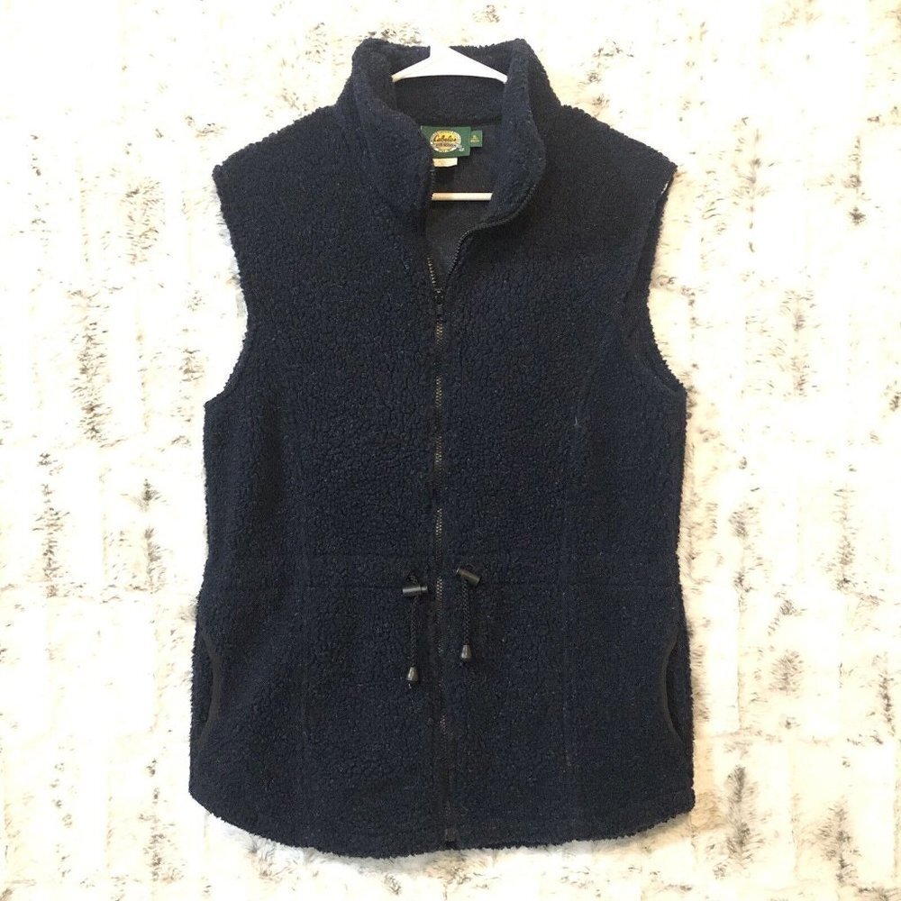 Cabela's Women's Sz S Sherpa Fleece Zip Front Vest Blue